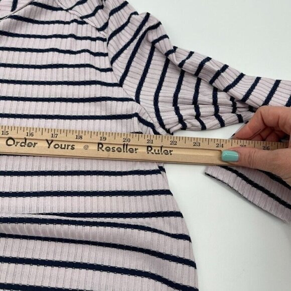 Jessica Simpson Womens Blouse 1X Purple Black Striped V Neck Casual Plus Size - Picture 6 of 10